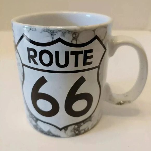 Route 66 Coffee Cup Mug Marbled Design - Picture 1 of 7